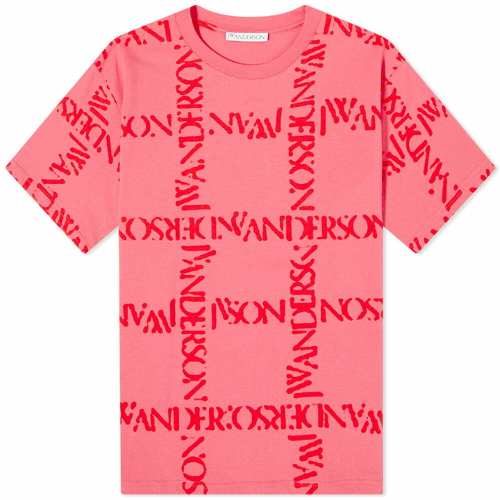 Photo: JW Anderson Women's Oversized Grid Logo T-Shirt in Fuschia