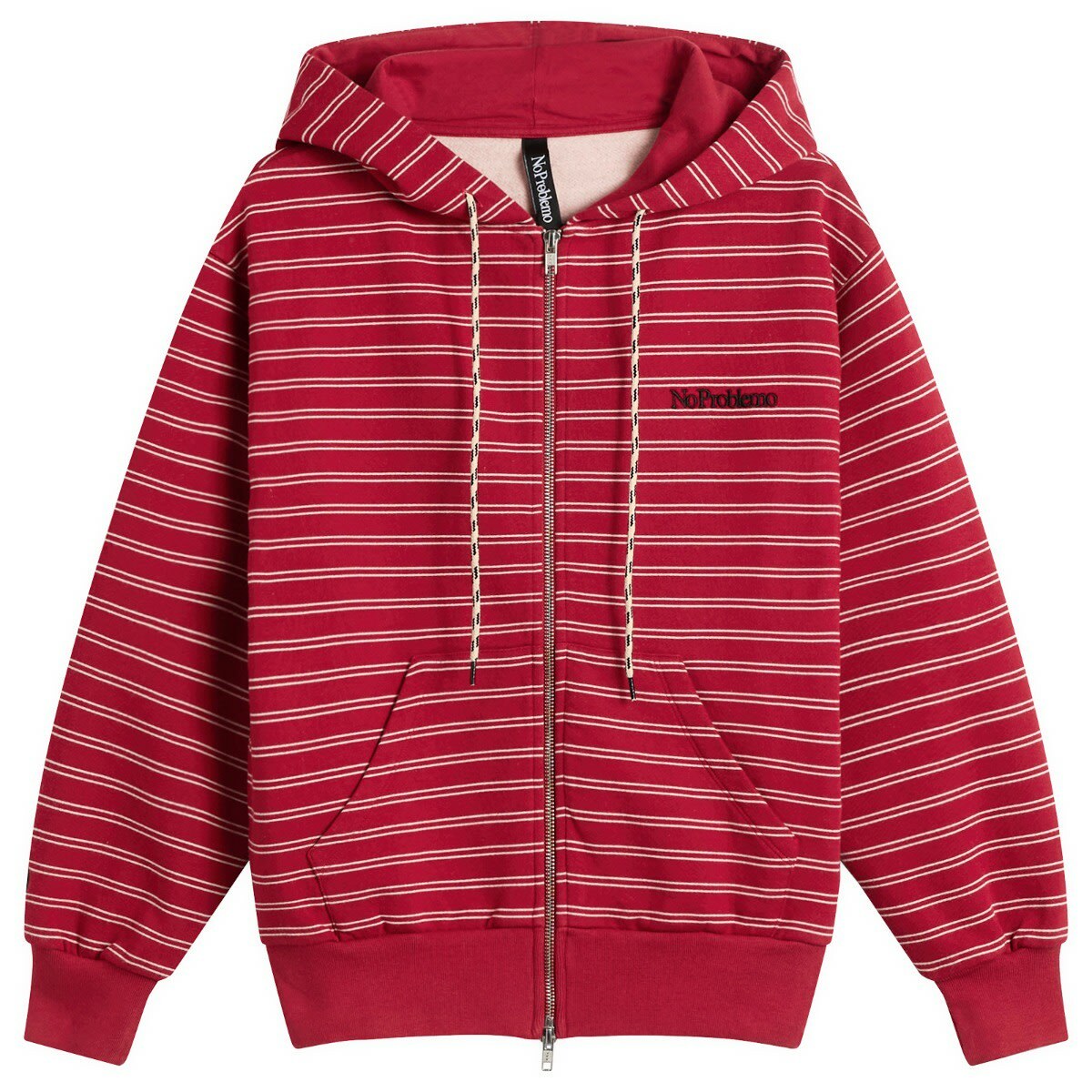No Problemo Women's Mini Problemo Stripe Zip Hoodie in Red