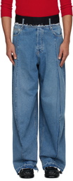 ALAINPAUL Blue Knee Shape Jeans