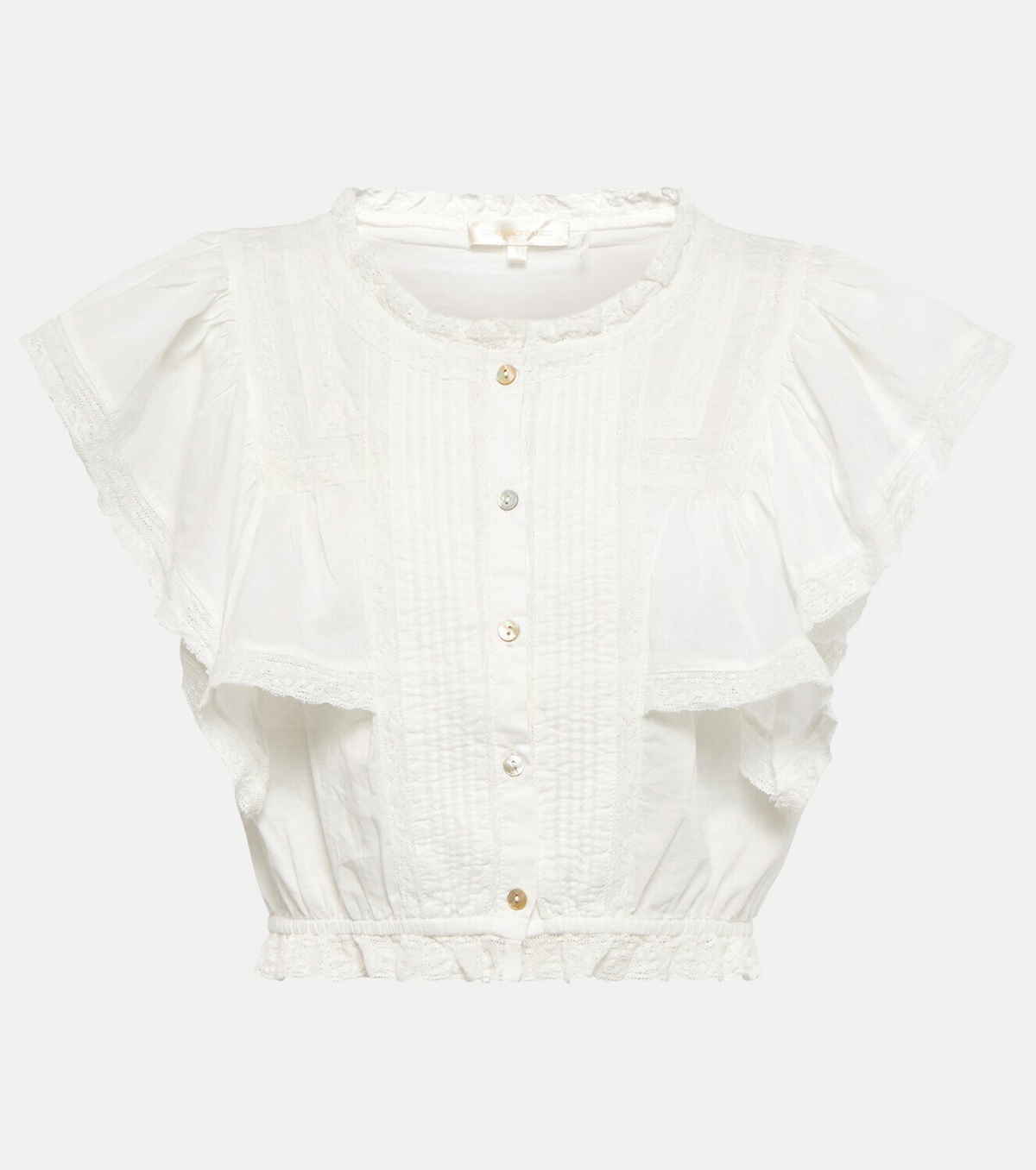 LoveShackFancy Nora lace-trimmed cotton top