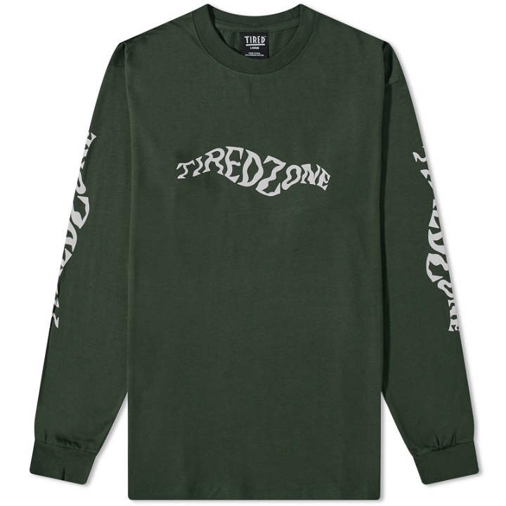 Photo: Tired Skateboards Men's Long Sleeve Tired Zone T-Shirt in Forest Green
