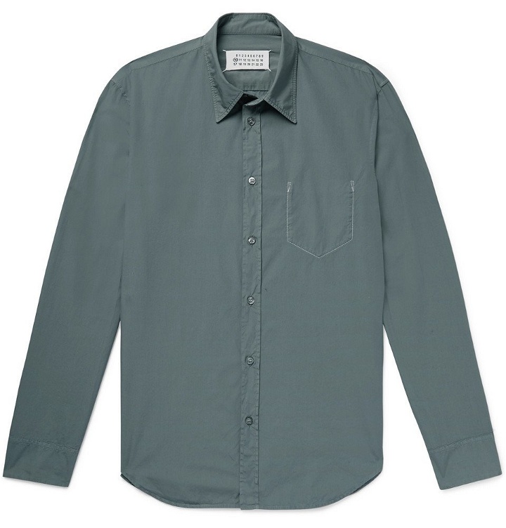 Photo: Maison Margiela - Slim-Fit Garment-Dyed Cotton-Poplin Shirt - Gray green