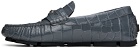 Versace Gray Medusa Croc-Effect Driver Loafers
