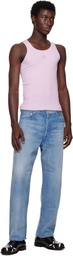 Marine Serre Pink Moon Logo Ribbed Jersey Tank Top