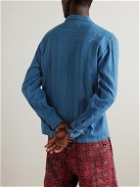 Kartik Research - Beaded Embroidered Cotton-Jacquard Shirt - Blue