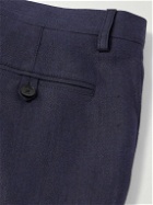 Etro - Straight-Leg Herringbone Linen Suit Trousers - Blue