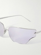LOEWE - Wraparound Silver-Tone Sunglasses