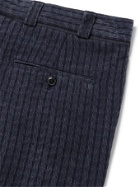 GIORGIO ARMANI - Wide-Leg Cropped Pleated Jacquard Trousers - Blue - IT 48
