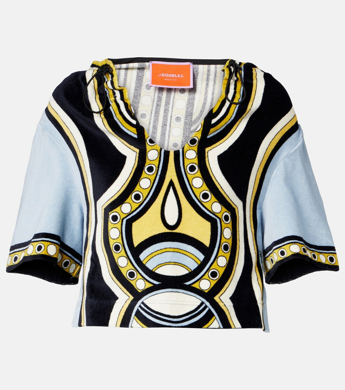 La DoubleJ Portal printed hooded cotton terry top