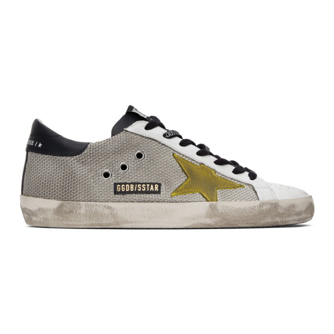 Photo: Golden Goose Silver and White Mesh Superstar Sneakers