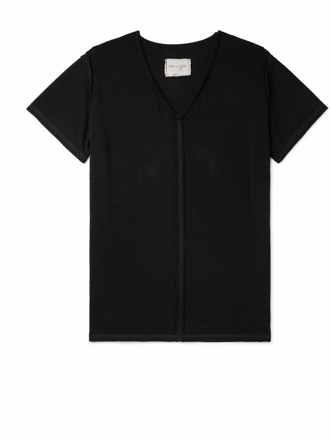 Greg Lauren - Panelled Cotton-Jersey T-Shirt - Black