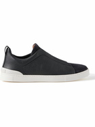 Zegna - Triple Stitch Full-Grain Leather and Suede Sneakers - Blue