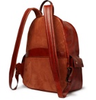 Brunello Cucinelli - Suede-Trimmed Burnished Full-Grain Leather Backpack - Brown
