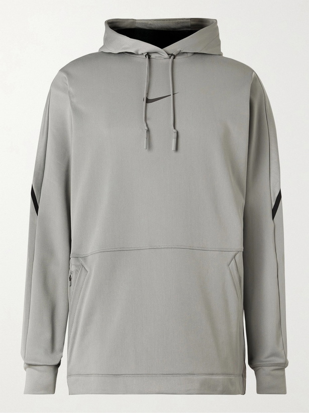 Photo: Nike Training - Pro Logo-Print Dri-FIT Hoodie - Gray