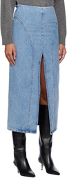 REMAIN Birger Christensen Blue Slim-Fit Denim Midi Skirt