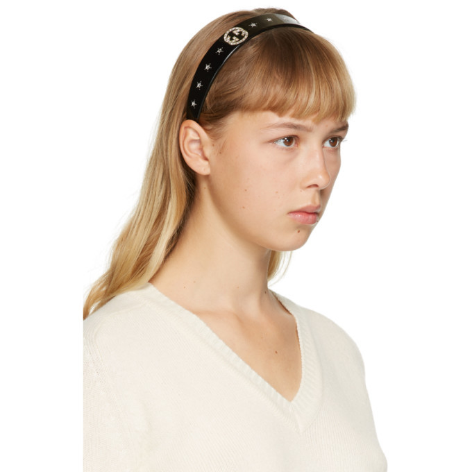Gucci Black Crystal Interlocking G Headband Gucci display picture 1