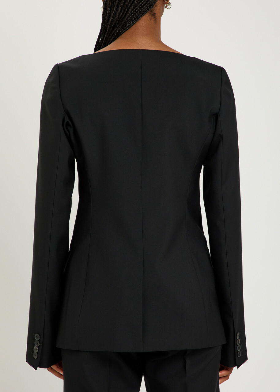Calvin Klein Camille Scoop-neck Wool Blazer Black