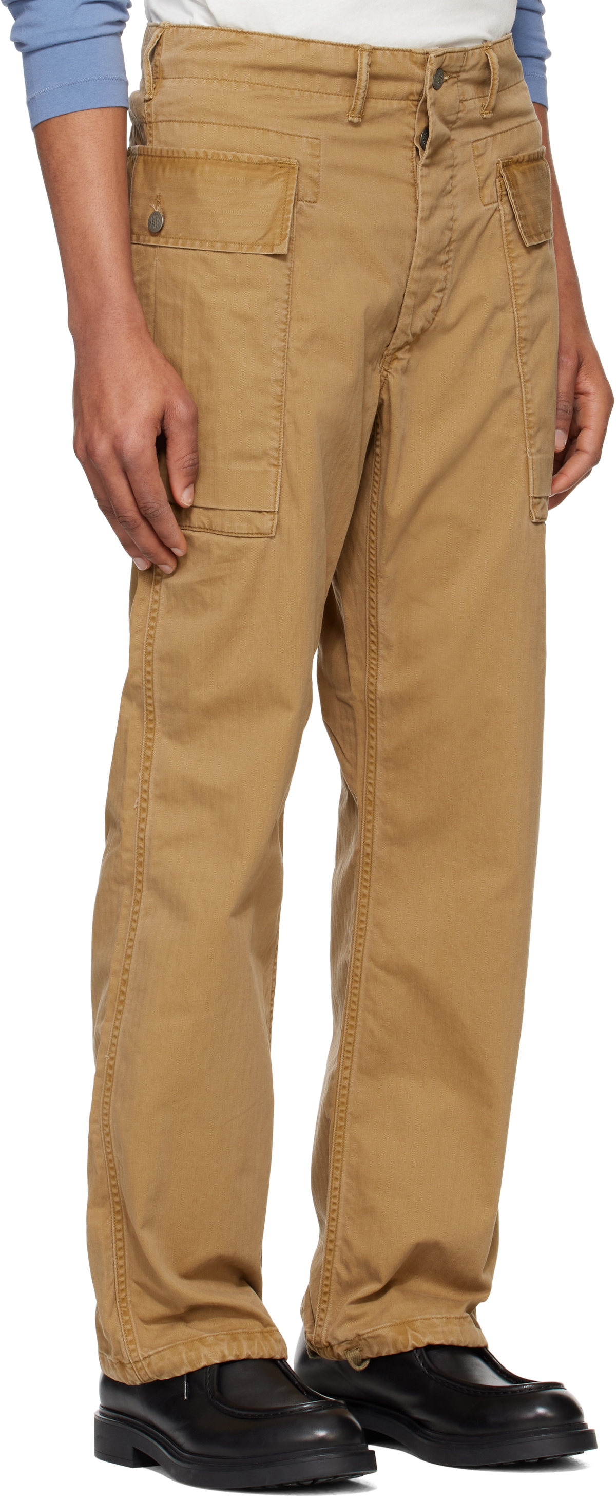 RRL Khaki Herringbone Twill Cargo Pants RRL