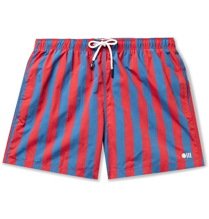 Photo: Solid & Striped - The Classic Mid-Length Striped Swim Shorts - Multi
