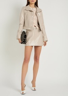 Courrèges Reedition Crinkled Vinyl Mini Skirt Light Grey
