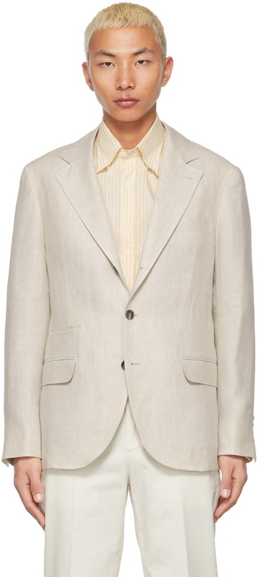 Photo: Brunello Cucinelli Beige Linen Herringbone Blazer