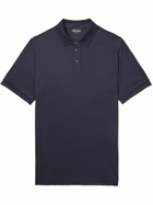 Giorgio Armani - Wool-Piqué Polo Shirt - Blue