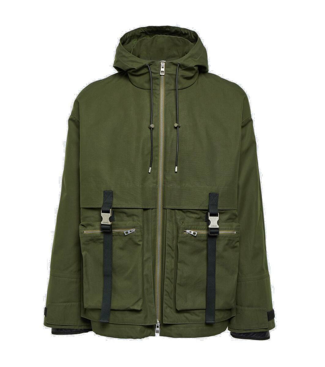 Loewe - Oversized Leather-Trimmed Logo-Jacquard Cotton-Blend Fleece Parka -  Green Loewe