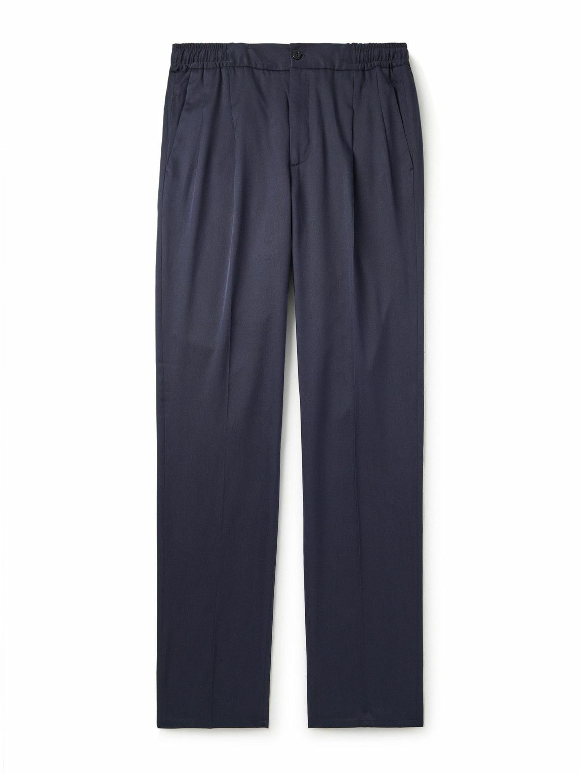 Rubinacci - Leisure Straight-Leg Pleated Silk-Twill Trousers - Blue
