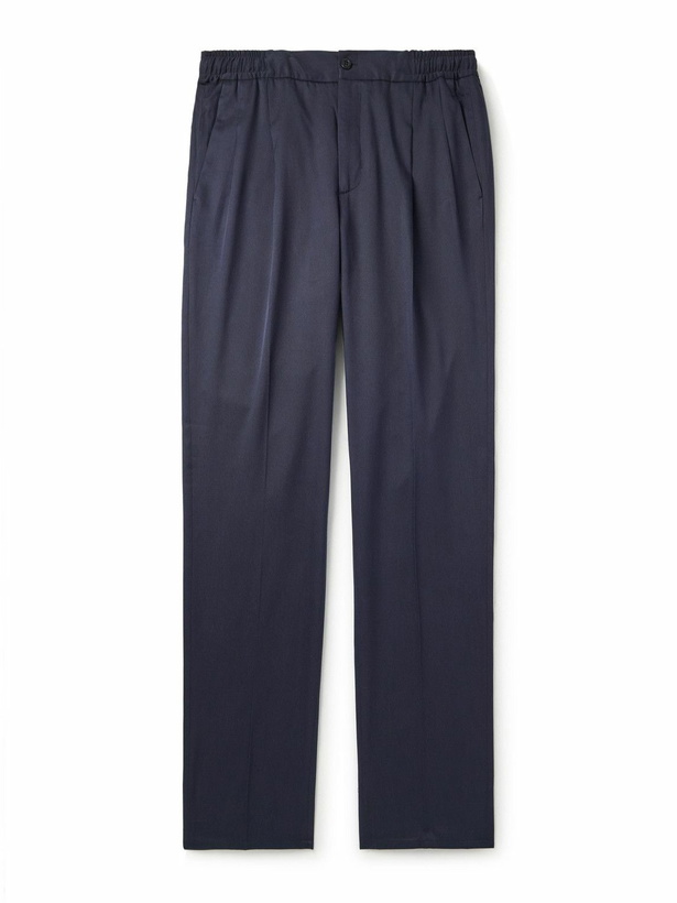 Photo: Rubinacci - Leisure Straight-Leg Pleated Silk-Twill Trousers - Blue