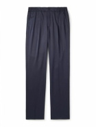 Rubinacci - Leisure Straight-Leg Pleated Silk-Twill Trousers - Blue