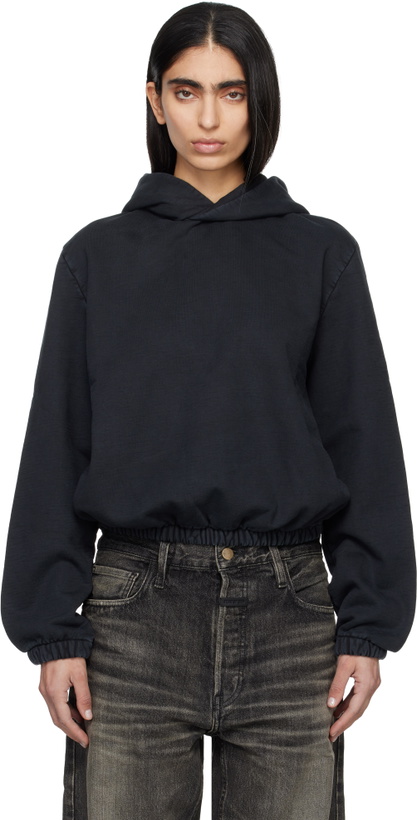Photo: Fear of God Black Sunfaded Classic Half Raglan Fleece Hoodie