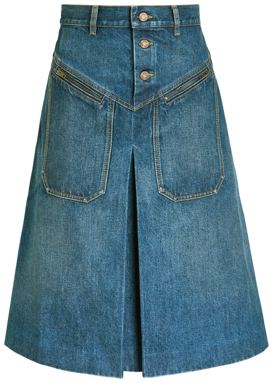 スカート CHLOE DENIM MIDI SKIRT Front-slit denim midi skirt in blue - Chloe | Mytheresa