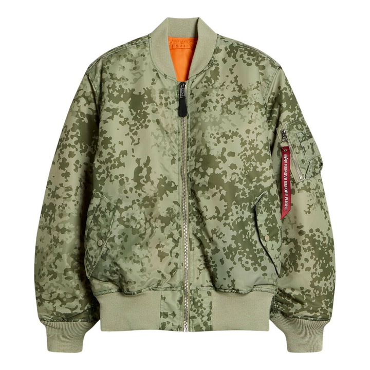 Photo: Alpha Industries Men's MA-1 Camo Heritage Bomber Jacket in M48 Forest Camo