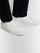 Christian Louboutin - Louis Junior Spikes Cap-Toe Leather Sneakers - White
