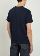 JW Anderson Ribbon Anchor Embroidered Cotton T-shirt Navy