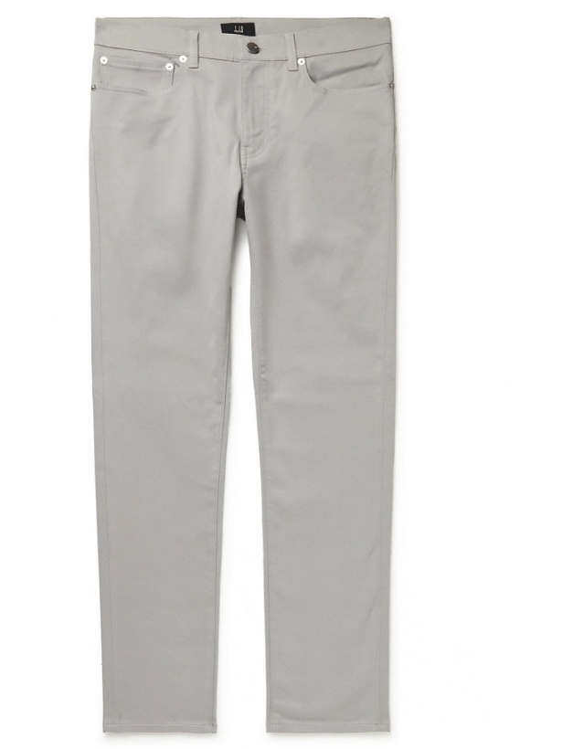 Photo: Dunhill - Slim-Fit Cotton-Blend Twill Trousers - Neutrals