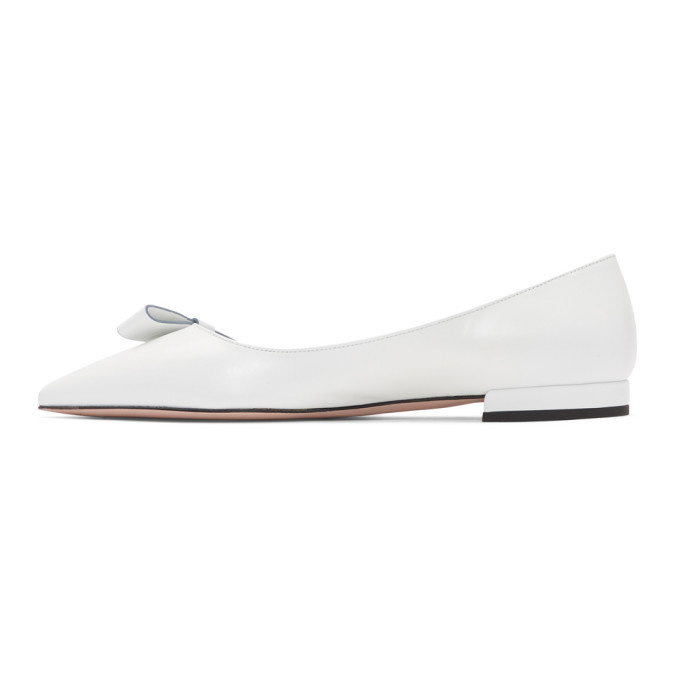 Prada White Logo Bow Ballerina Flats Prada