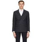 Z Zegna Grey Wool Double-Breasted Blazer