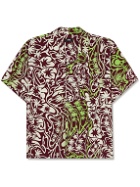 Stussy - Convertible-Collar Printed Woven Shirt - Burgundy