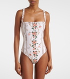 Agua by Agua Bendita Limon ruffled embroidered swimsuit