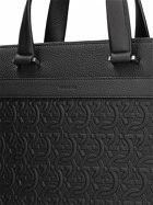 FERRAGAMO Logo Embossed Leather Briefcase