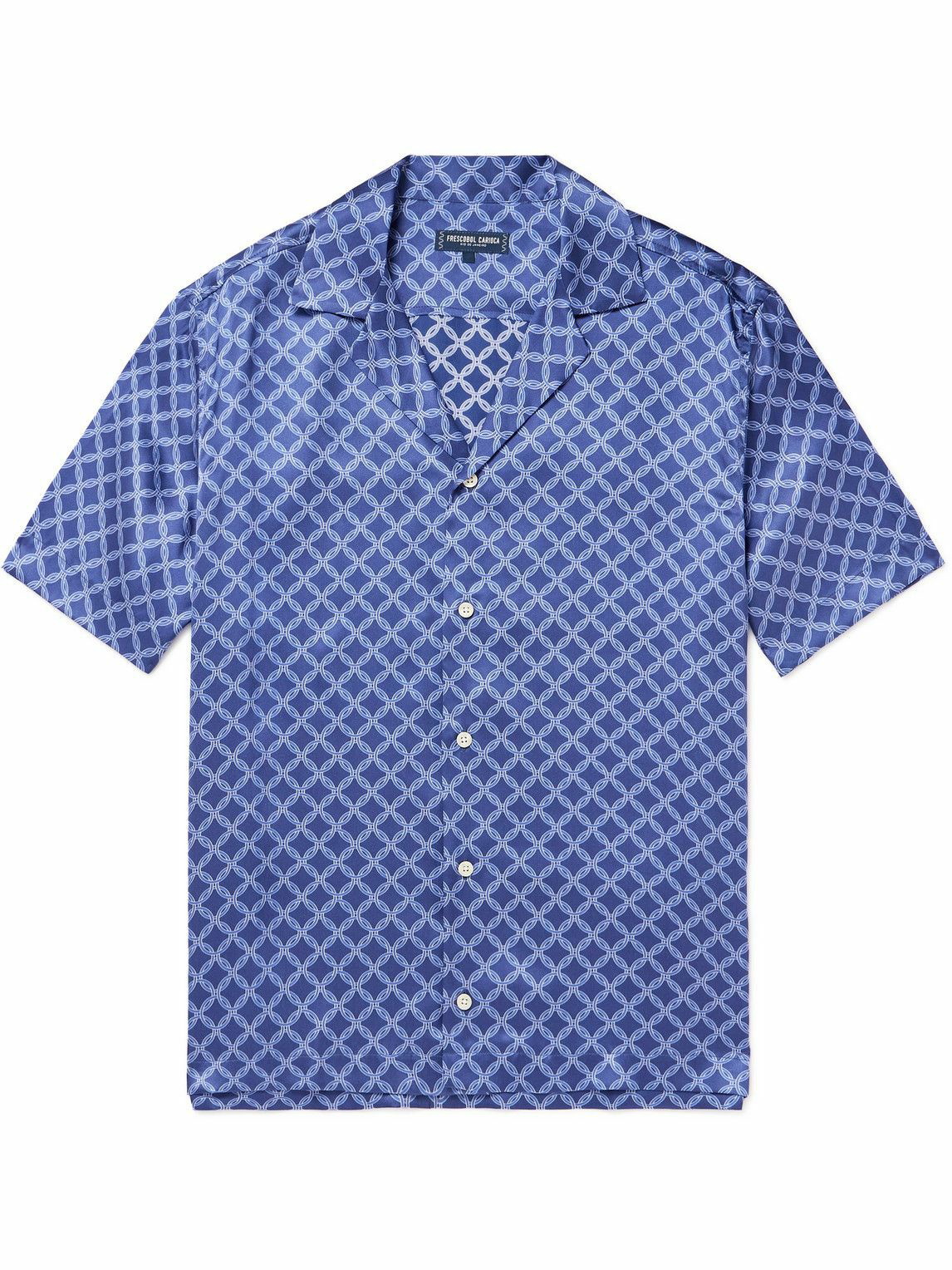 Frescobol Carioca - Roberto Camp-Collar Printed Silk Shirt - Blue ...