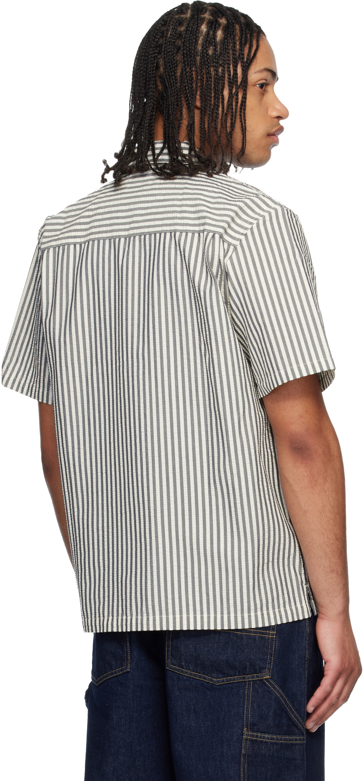 Carhartt Work In Progress Black & White Short Sleeve Leavel Stripe Shirt