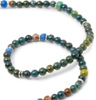 Mikia - Bloodstone, Silver-Tone and Glass Beaded Bracelet - Green