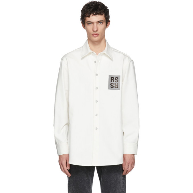 Photo: Raf Simons White Denim Logo Patch Shirt