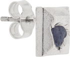 The Ouze Silver Peti Embedded Raw Sapphire Square Stud Single Earring