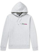 Stussy - Logo-Embroidered Cotton-Blend Jersey Hoodie - Gray