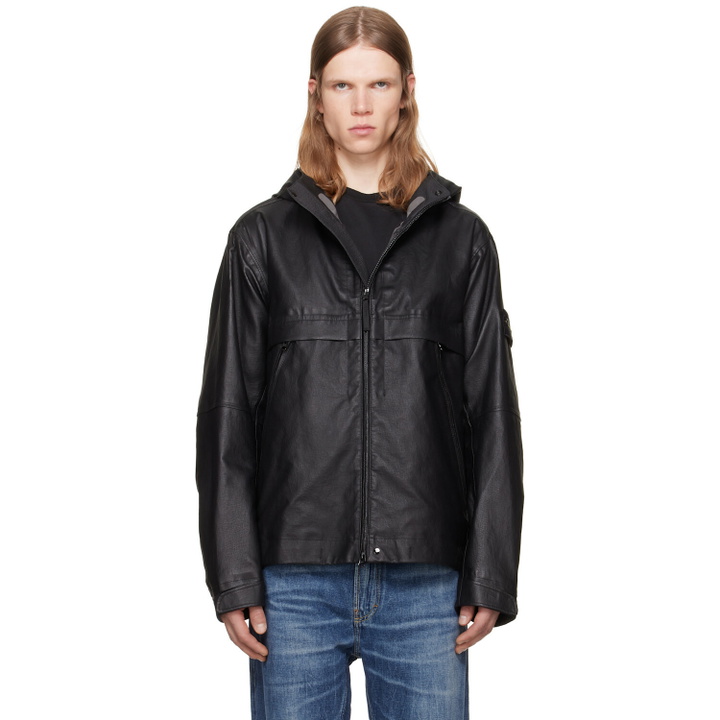 Photo: Stone Island Black 0100001 Organza Leather Jacket