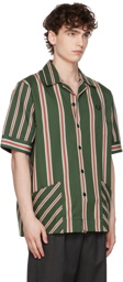 Nicholas Daley Green Fred Perry Edition Vertical Stripe Shirt