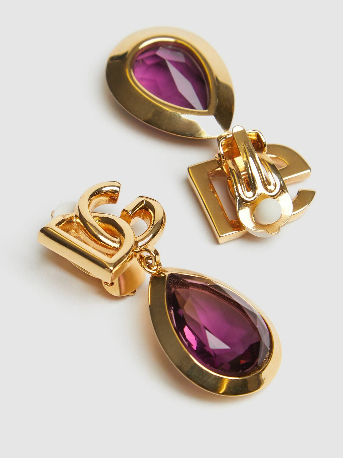 DOLCE & GABBANA Logo Stone Clip-on Earrings